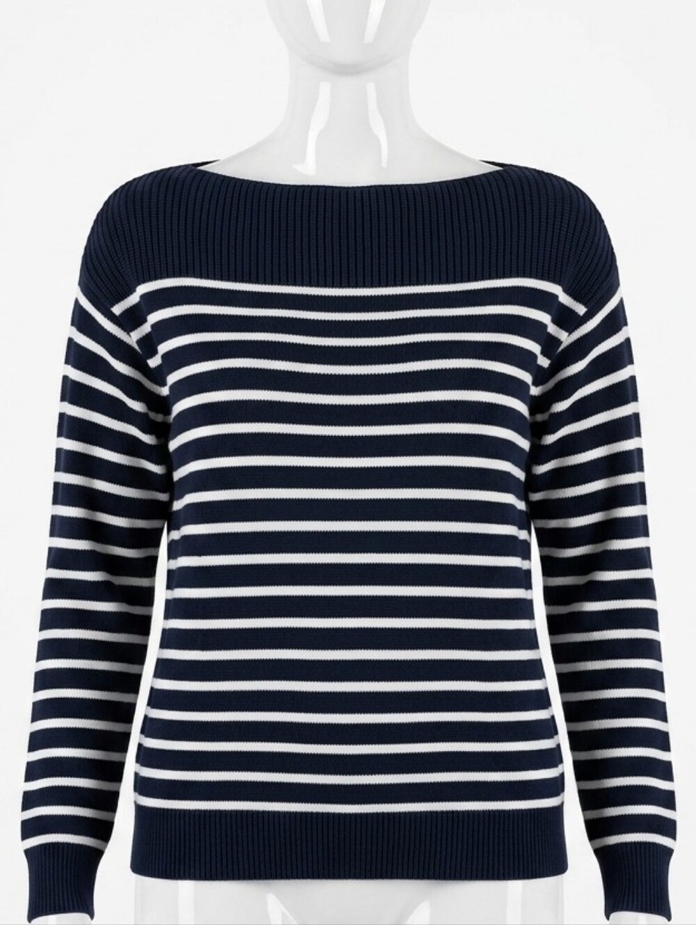 Gap Cotton Knitted Sweater Stripes Navy Blue White Boatneck Size Small - Picture 1 of 5